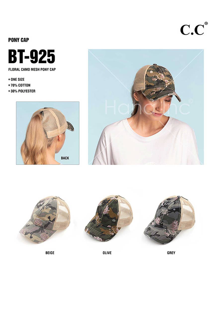 C.C Floral Camo Mesh Pony Cap