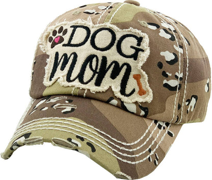 DOG MOM WASHED VINTAGE BALLCAP: BLK
