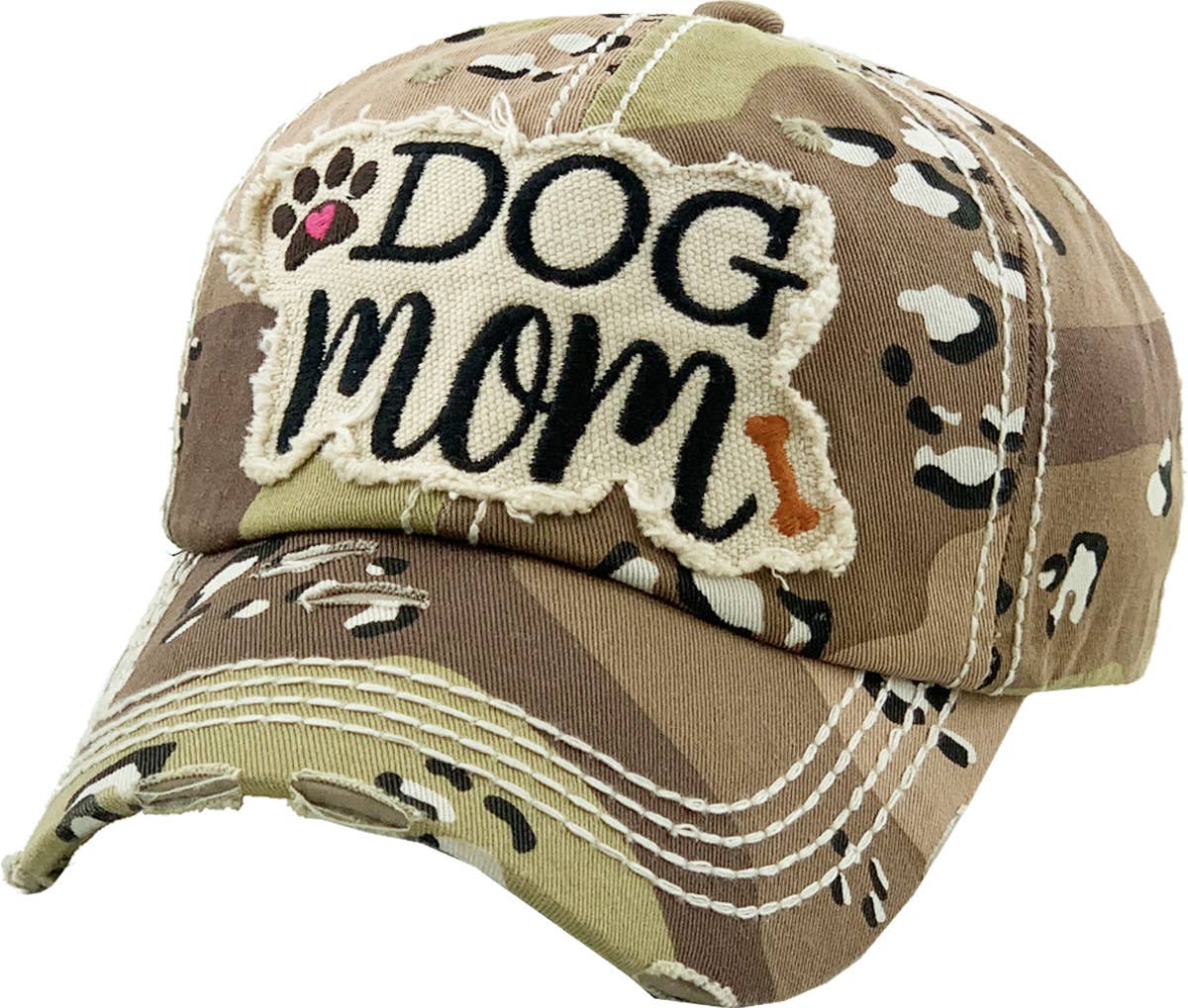 DOG MOM WASHED VINTAGE BALLCAP: WHT