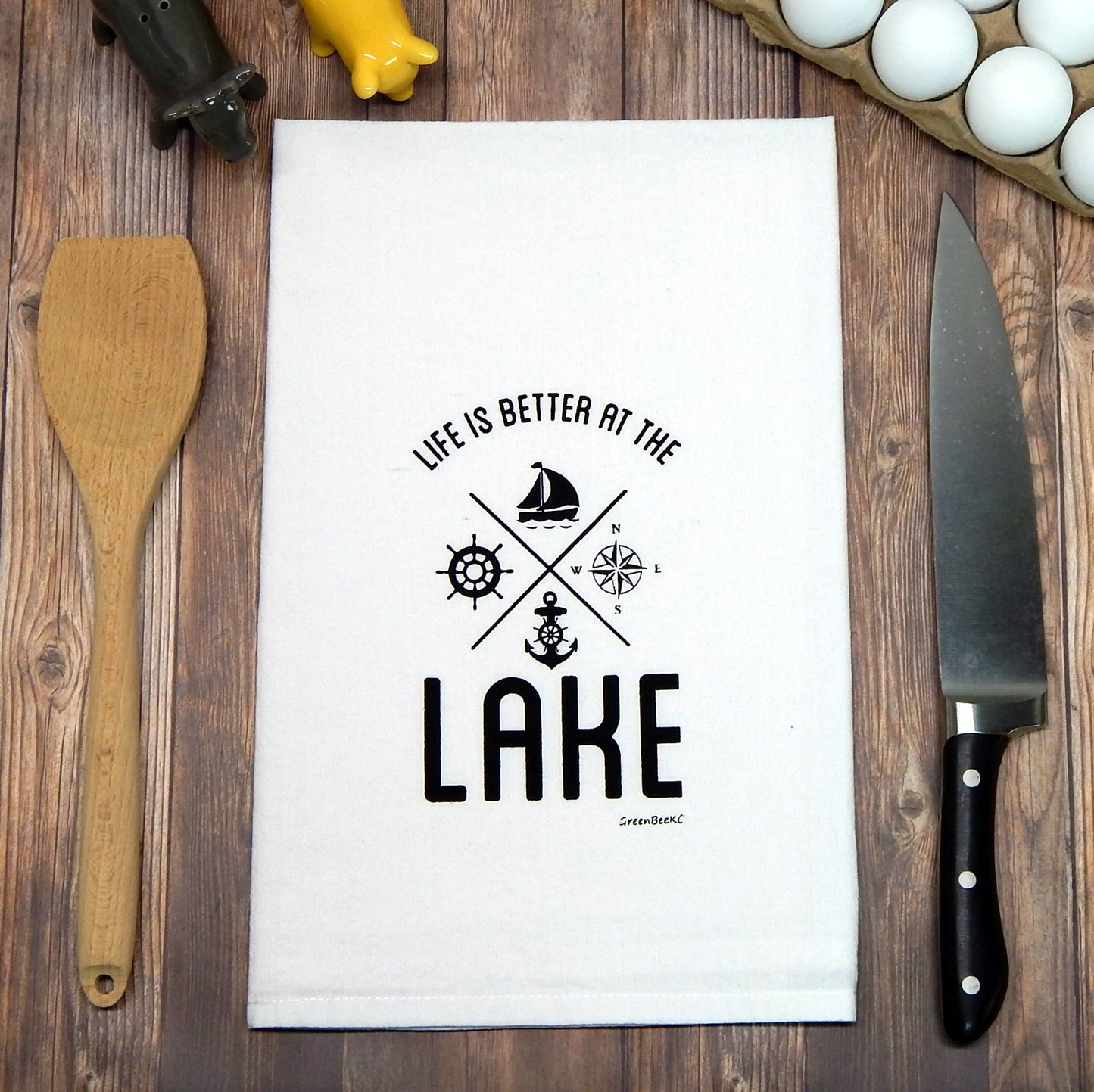 Life is Better at the Lake Flour Sack Kitchen Tea Towel