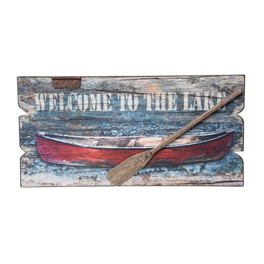 Welcome To The Lake W/Canoe Wall Decor