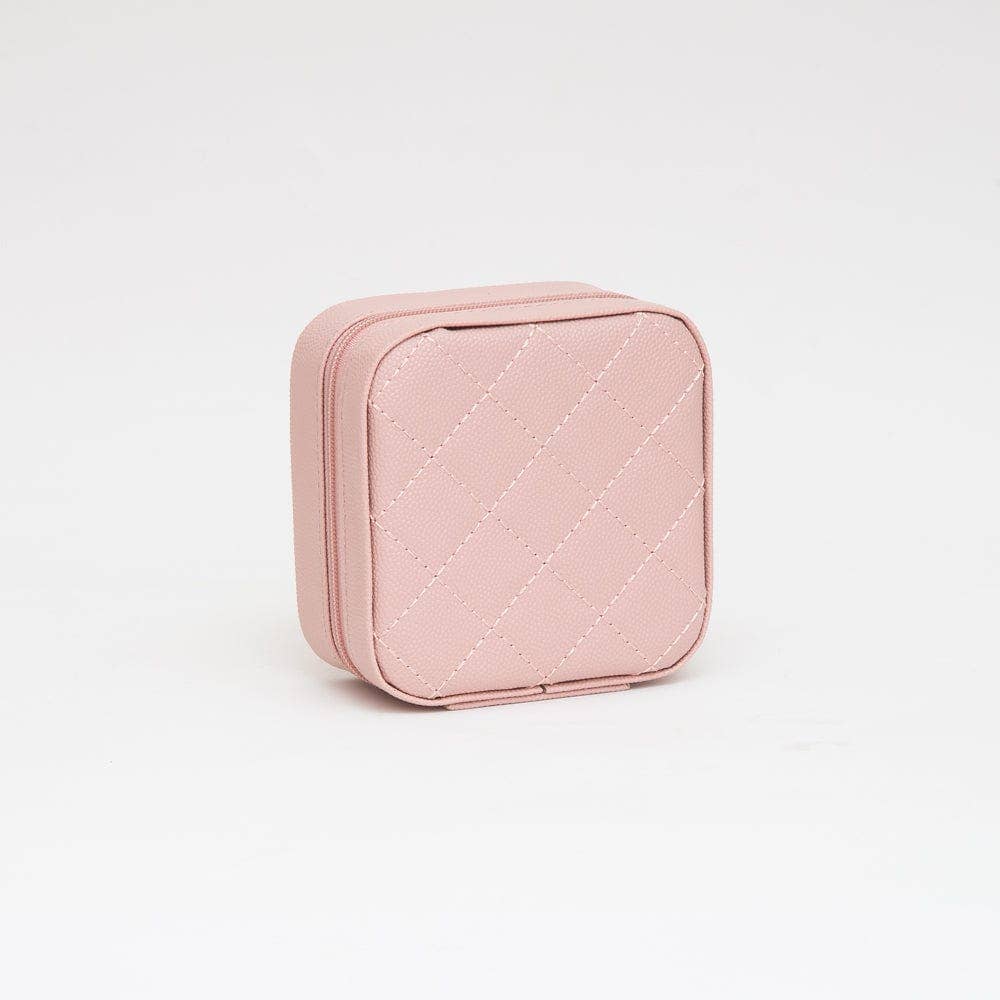 TG10707 Quilted Zip Around Square Jewelry Box