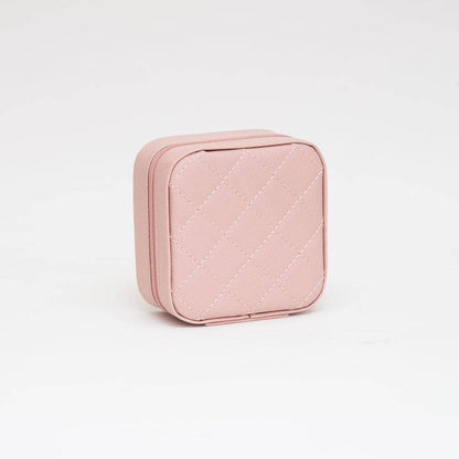 TG10707 Quilted Zip Around Square Jewelry Box