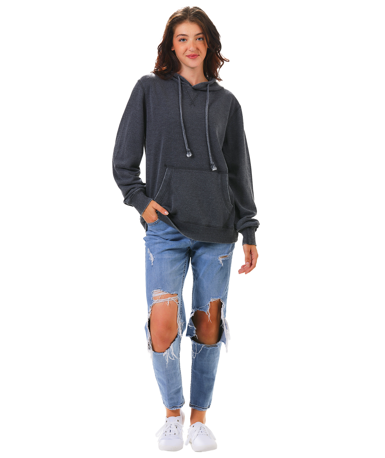 Unisex Fit Burnout Fleece Pullover Hoodie