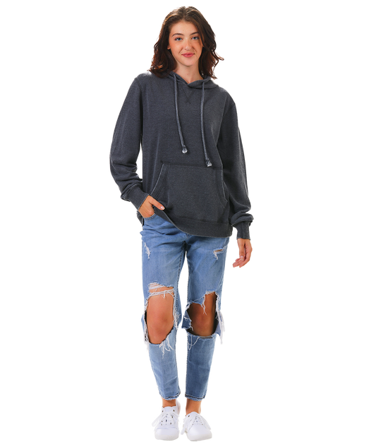 Unisex Fit Burnout Fleece Pullover Hoodie