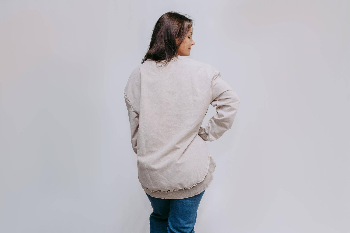 MK159 Acid Washed Sweatshirt - Light Brown