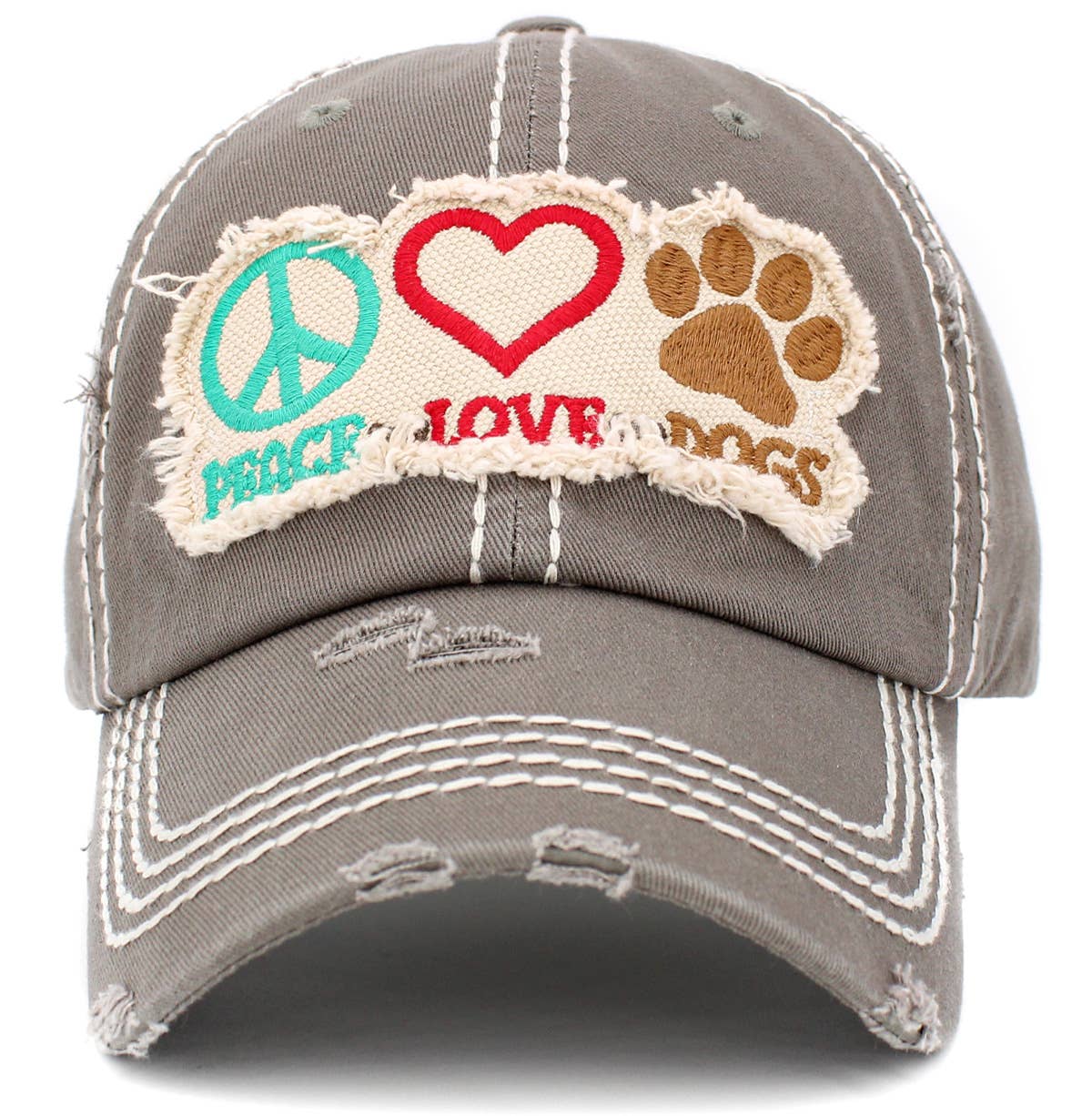 Peace Love Dogs Vintage Ballcap