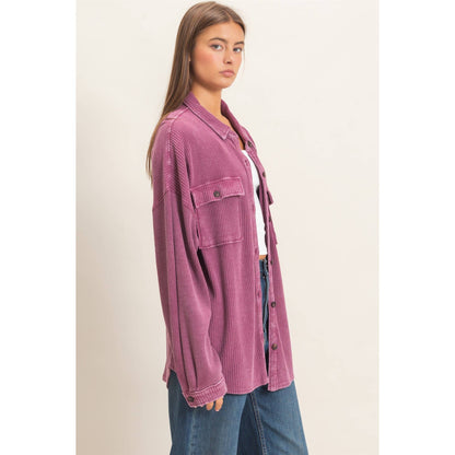HYFVE Mineral Washed Waffle Knit Shacket DZ26E249