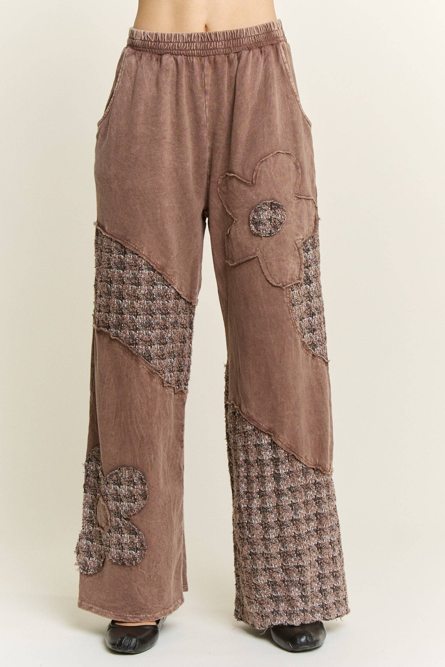 Mineral Washed Tweed Daisy patch Wide leg pants HP6751