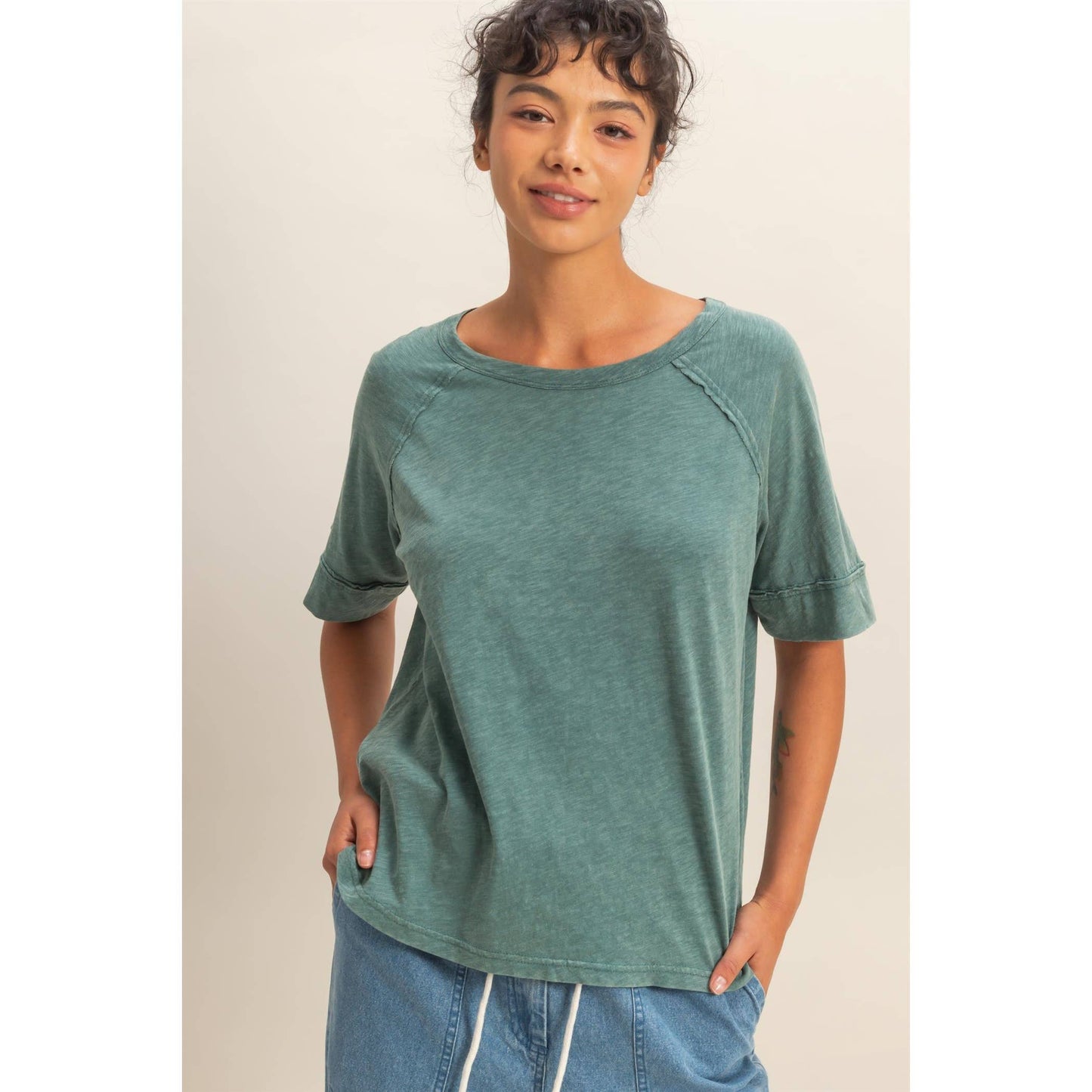 Hyfve DZ26A655 Acid Washed Boxy Tee