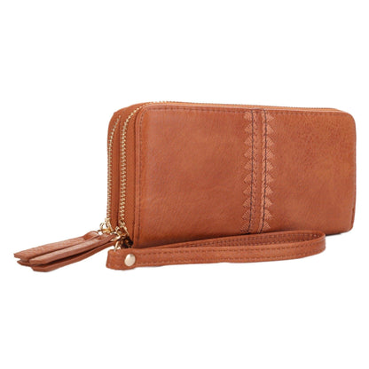 ES60164 Sherrie Double Zipper Wallet: Oatmeal