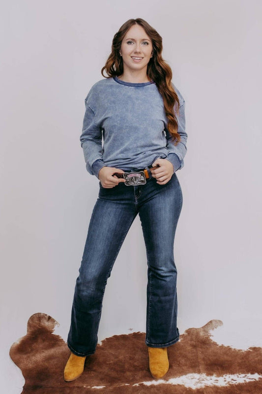 MK159 Acid Washed Sweatshirt -Navy