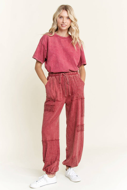 Mineral Washed Crew neck Basic Tshirt HT5579