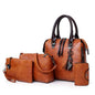 Wholesale Fashion Women Shoulder Tote Hand Bag Pu Leather Ladies 4 In 1 Set Handbags