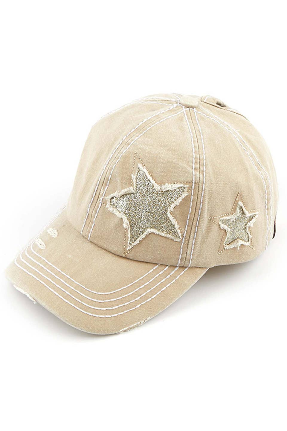 C.C Distressed Pony Cap with Glitter Star