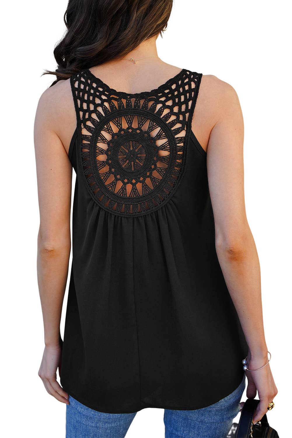 Bohemian Crochet Patchwork Sleeveless Tunic Top |   L