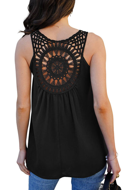 Bohemian Crochet Patchwork Sleeveless Tunic Top |   M