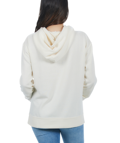 Ladies Crossover Hoodie - Garment Burnout Fleece