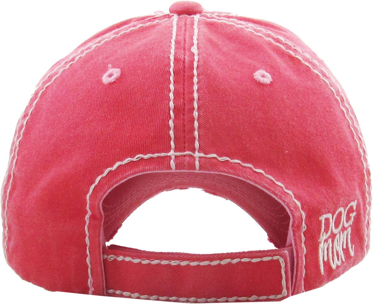 DOG MOM WASHED VINTAGE BALLCAP: WHT