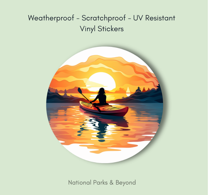 Sunset Kayaking Sticker - Transparent/Opaque Vinyl
