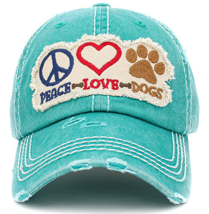 Peace Love Dogs Vintage Ballcap
