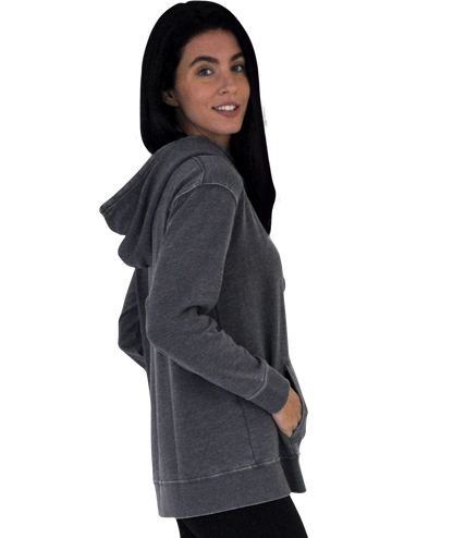 Ladies Crossover Hoodie - Garment Burnout Fleece