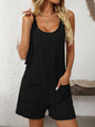 Rompers Overalls Knot Strap Shorts Jumpsuit: Black / 65%Polyester+30%Viscose+5%Elastane / S