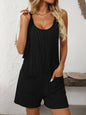 Rompers Overalls Knot Strap Shorts Jumpsuit: Black / 65%Polyester+30%Viscose+5%Elastane / XL