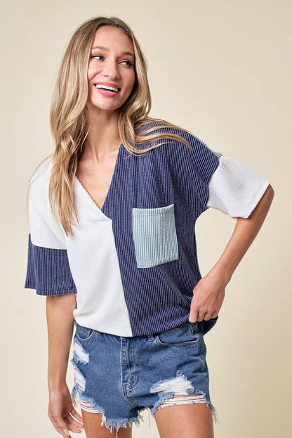 LMT3996-Trust Me In Colorblock Top