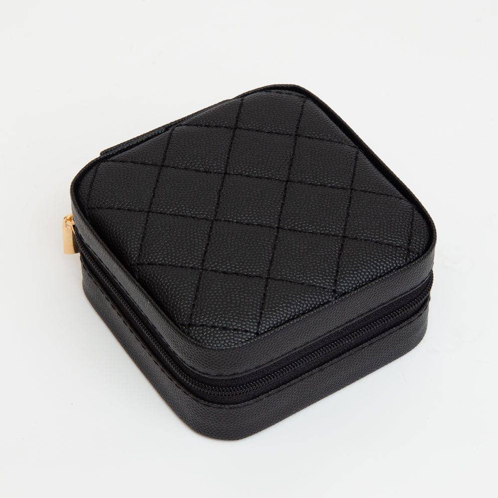 TG10707 Quilted Zip Around Square Jewelry Box