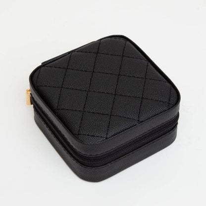 TG10707 Quilted Zip Around Square Jewelry Box
