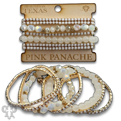 Mixed rhinestone and bead bracelet set