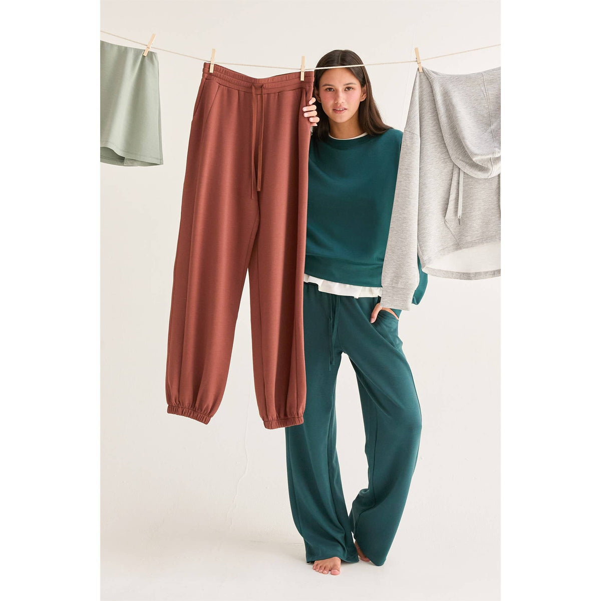 Double Knit Wide-Leg Sweatpants