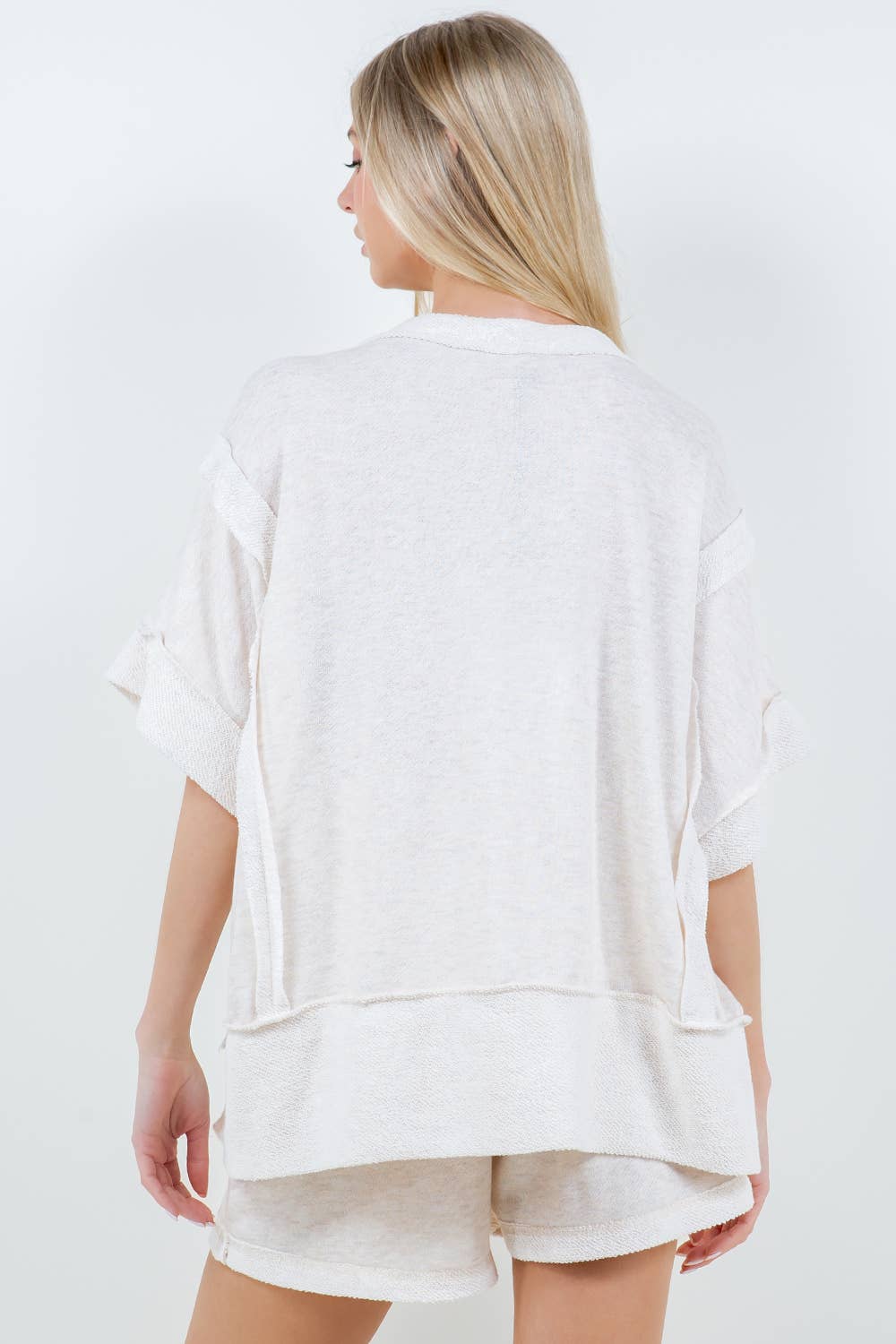 Oversize Reverse Contrast Banded Top HT4028