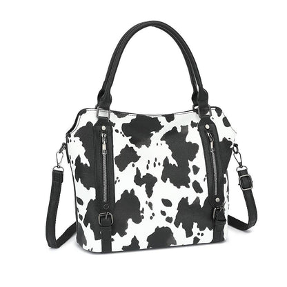 COW HANDBAG TOTE BAG CROSS BAG CLUTCH PURSE SET