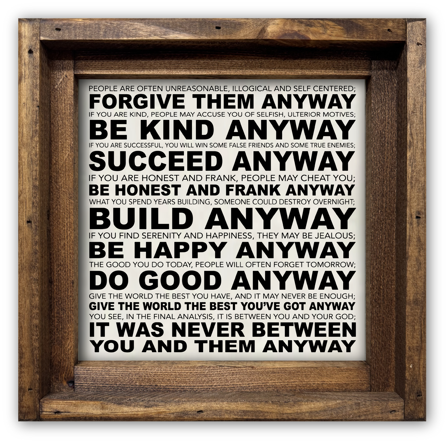 FRAMED CANVAS DO IT ANYWAY POEM BY MOTHER THERESA