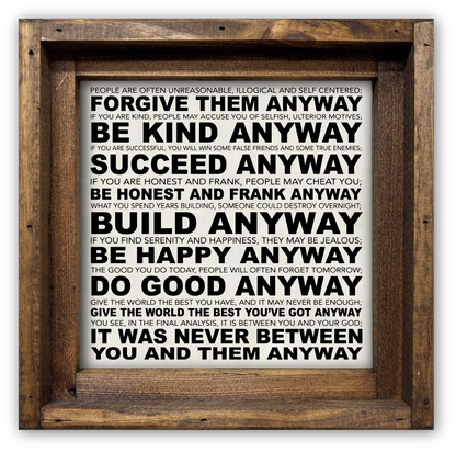 FRAMED CANVAS DO IT ANYWAY POEM BY MOTHER THERESA