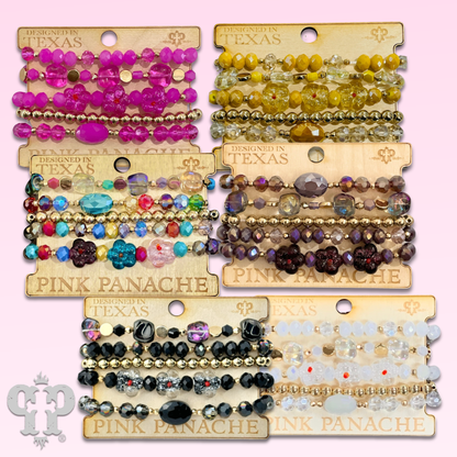 Glass bead variety mix bracelet stack - LC