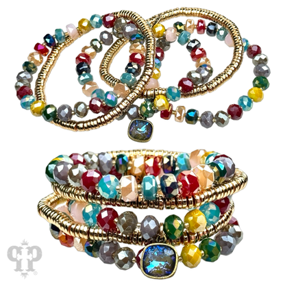 Five strand faceted and disc bead bracelet, Austrian crystal