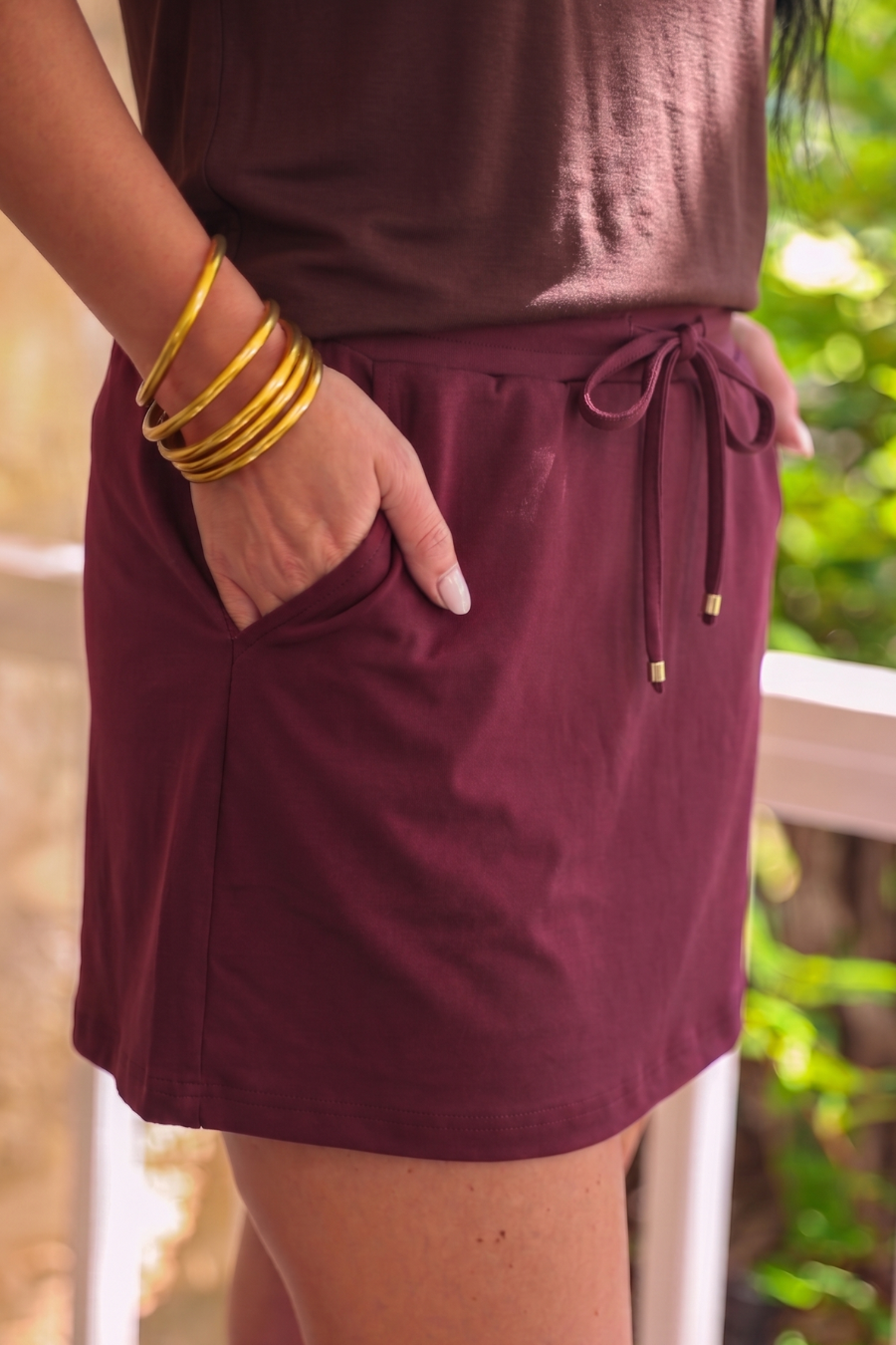 Jess Lea Solid Burgundy Skort
