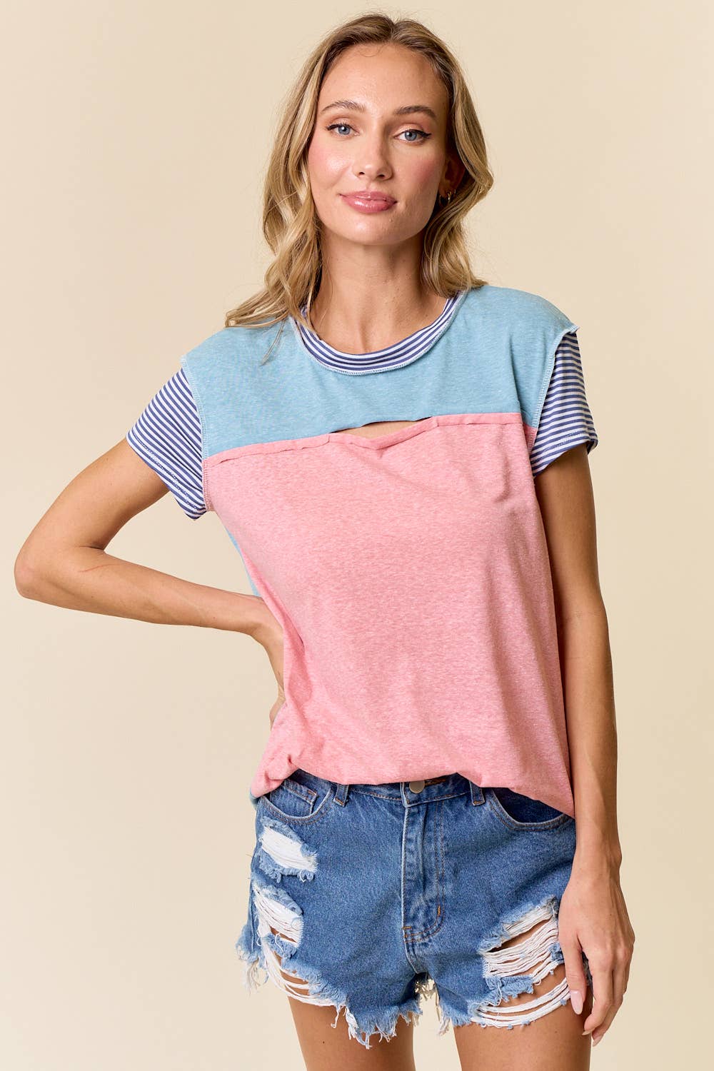 LMT4400-Daring Diva Top: BLUE/CORAL / XL