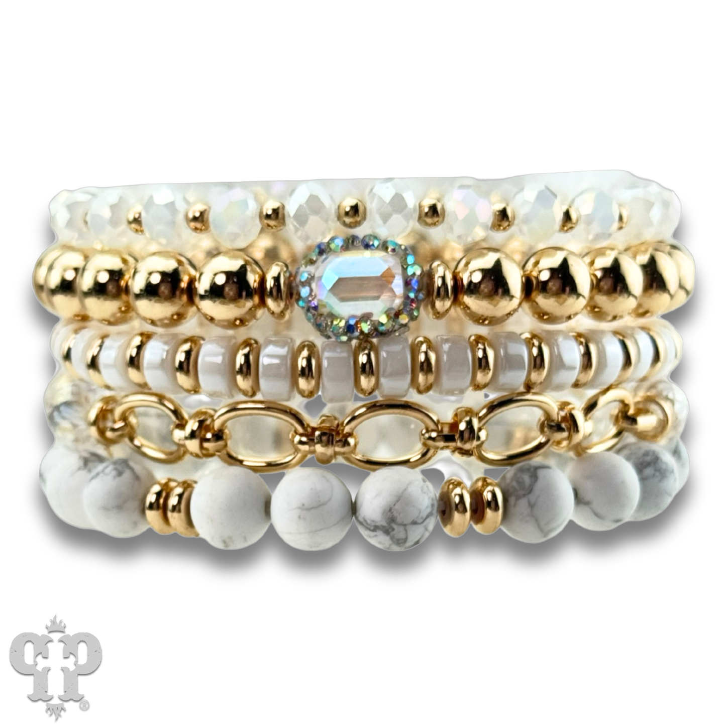 Mixed bead bracelet with chain feature