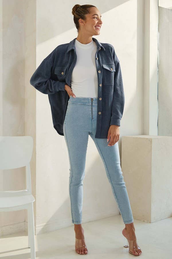 Women's Corduroy Button Up Shacket Fall Style TP2583