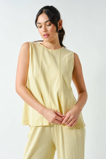 Mono B Ribbed Tank & Wide Leg Pant Set (KSET5811)