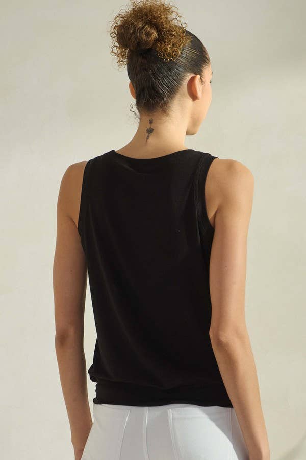 Women's Ribbed Viscose Crew Neck Loose Fit Tank