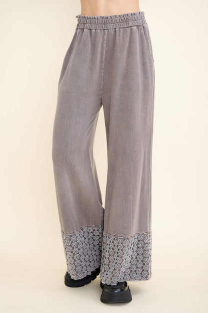 Mineral Washed Flower Daisy Long Leg Pants HP6016P1