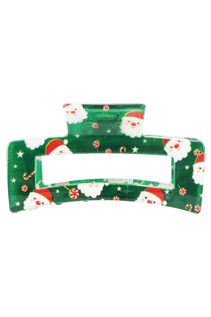 Christmas Santa Clear Block Hair Claw - 12 pcs