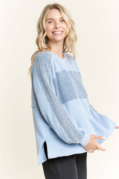 Mineral Wash Knitted Low Gauge Rib Melange top HT5959