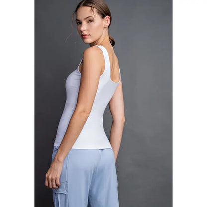 Butter Fabric Square Neckline Sleeveless Tank Top