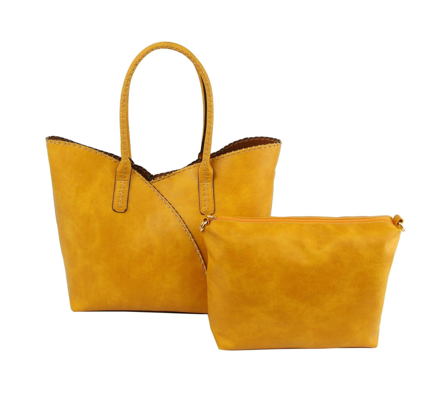 COL001-2 2-in-1 Stitch Trim Detail Shoulder/Tote Set Bag